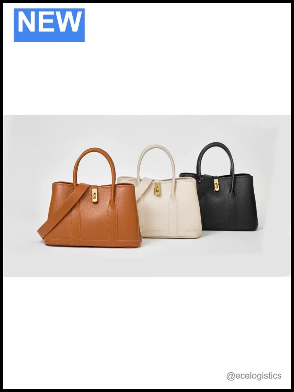 Genuine Leather Top Handle Satchel Tote Bag for Women with Twist Lock